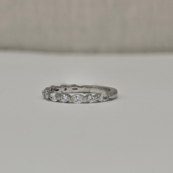 Mia | Elegant Marquise & Round Accent Wedding Band in 18ct White Gold - Image 2