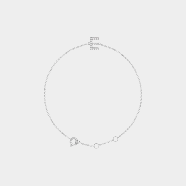 Gina 14ct White Gold Natural Diamond Initial Bracelet - Image 3