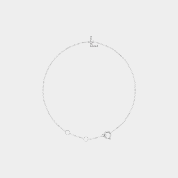 Gina 14ct White Gold Natural Diamond Initial Bracelet - Image 4