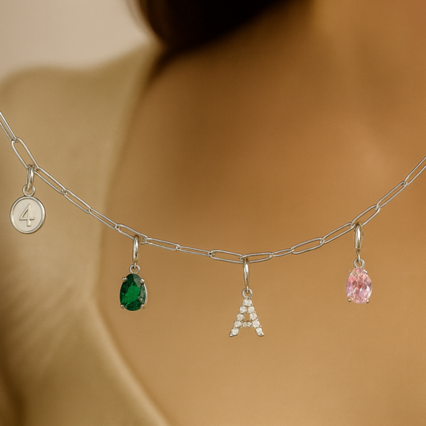 Larissa 14ct White Gold Natural Diamond Initial Pendant - Image 2