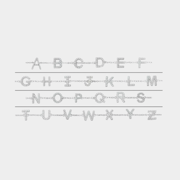 Gina 14ct White Gold Natural Diamond Initial Bracelet - Image 9