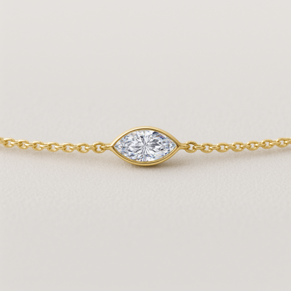 Mandy Delicate 0.25ct Lab Grown Marquise Diamond Bezel Set Bracelet in 14ct Yellow Gold - Image 3