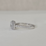 Raylene | 1.01ct Cushion with an Elegant Halo Cathedral and Pave Band in 18ct White Gold - Image 2