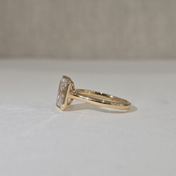 Jimena | 2.03ct Lab Emerald Diamond Cathedral Bezel Engagement Ring in 18ct Yellow Gold - Image 2