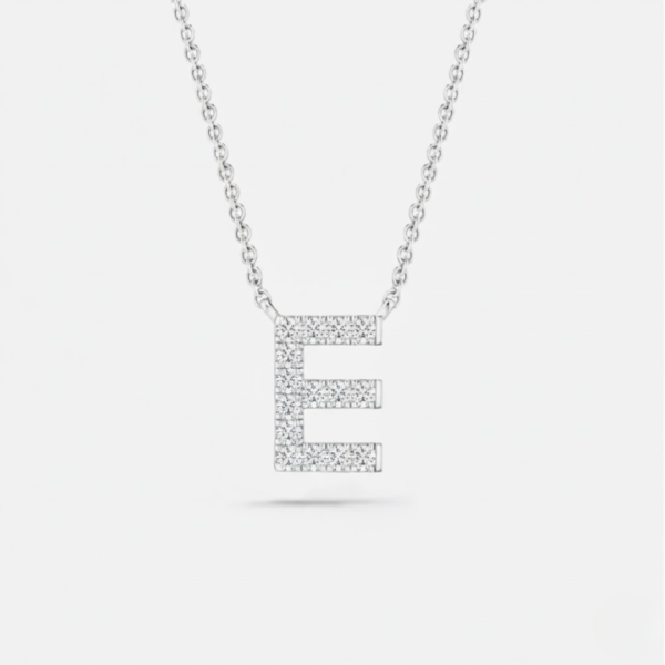 Katherine 9ct White Gold Diamond Initial Necklace - Image 3