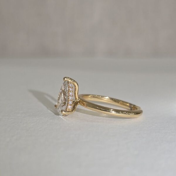 Gisela | Delicate Pear Solitaire with Hidden Halo in 18ct Yellow Gold - Image 2