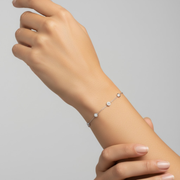 Jenny Dainty 0.25ct Natural Diamond Bezel Set Bracelet in 9ct White Gold - Image 2