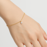 Poppy Delicate 0.15ct Natural Round Diamond Charm Bracelet in 14ct Yellow Gold - Image 2