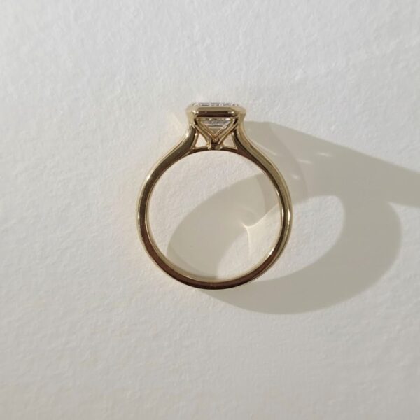 Jimena | 2.03ct Lab Emerald Diamond Cathedral Bezel Engagement Ring in 18ct Yellow Gold - Image 3