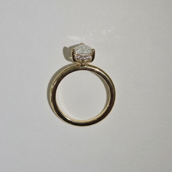 Gisela | Delicate Pear Solitaire with Hidden Halo in 18ct Yellow Gold - Image 3