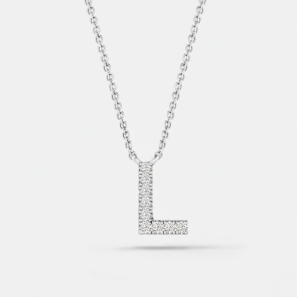 Katherine 9ct White Gold Diamond Initial Necklace - Image 4