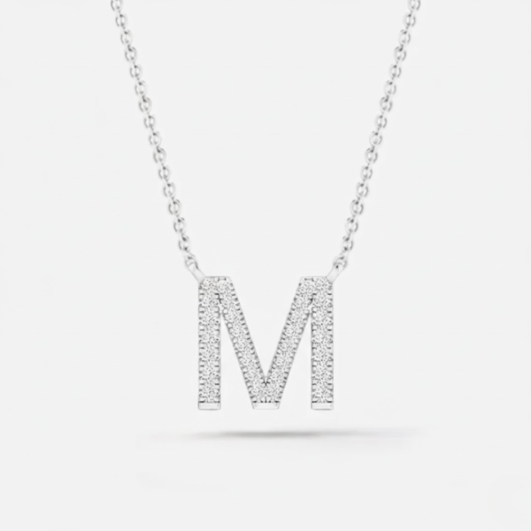 Katherine 9ct White Gold Diamond Initial Necklace - Image 5