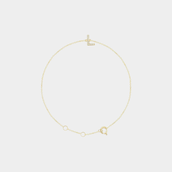 Gina 14ct Yellow Gold Natural Diamond Initial Bracelet - Image 2