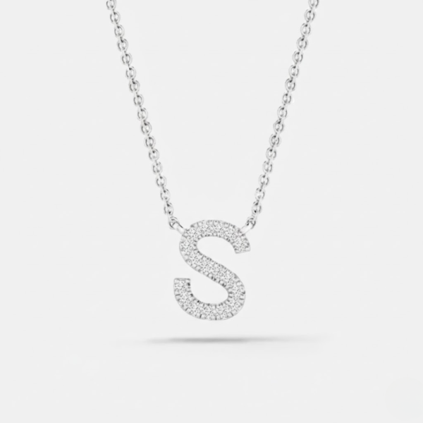 Katherine 9ct White Gold Diamond Initial Necklace - Image 7