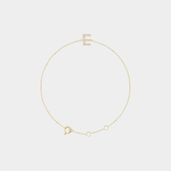 Gina 14ct Yellow Gold Natural Diamond Initial Bracelet - Image 3