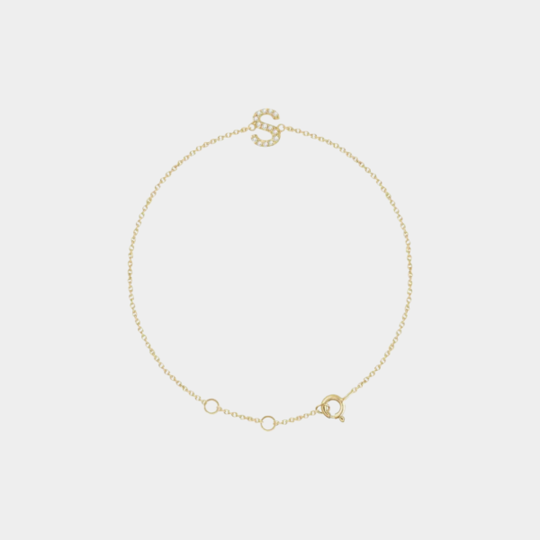 Gina 14ct Yellow Gold Natural Diamond Initial Bracelet - Image 5