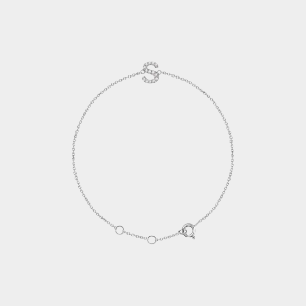 Gina 14ct White Gold Natural Diamond Initial Bracelet - Image 6