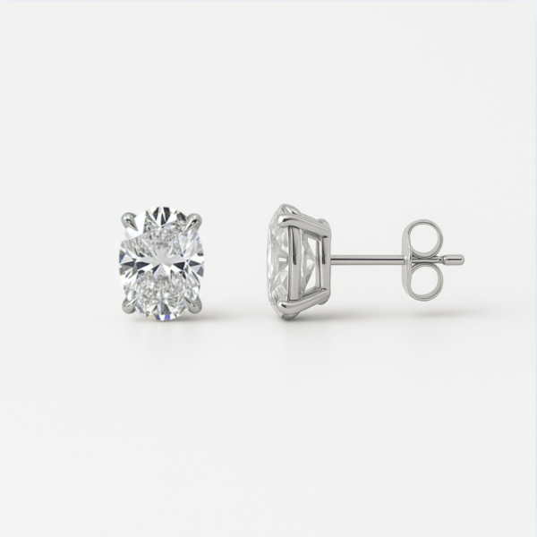Harriet 1ct Oval Diamond Earrings in 9ct White Gold - Image 3