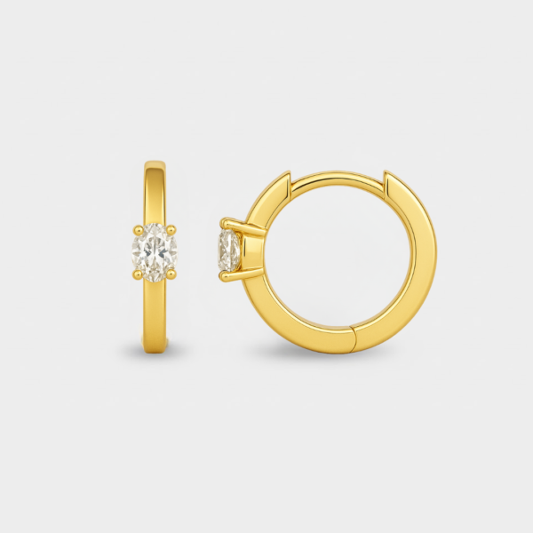 Marina 9ct Yellow Gold Lab Diamond Oval Huggie Earrings - Image 3