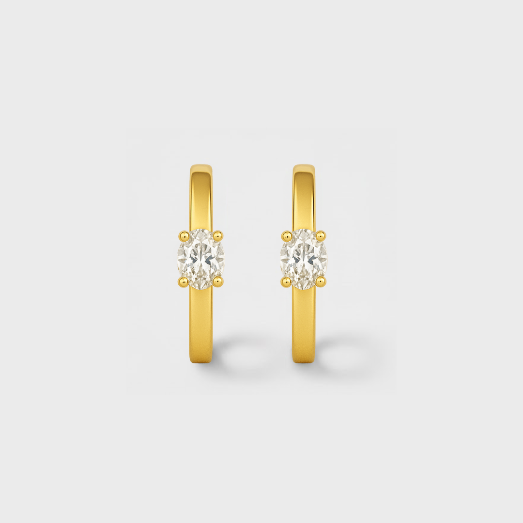 Marina 9ct Yellow Gold Lab Diamond Oval Huggie Earrings