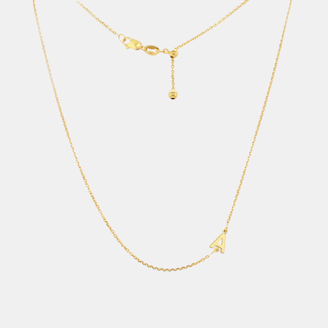 A_PendnantSideway.png Blythe 9ct Yellow Gold Sideways Initial Necklace - Image 1