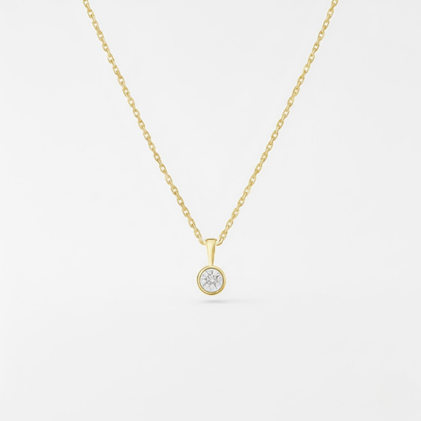 Kathleen 1ct Lab Diamond Bezel Pendant Necklace in 14ct Yellow Gold
