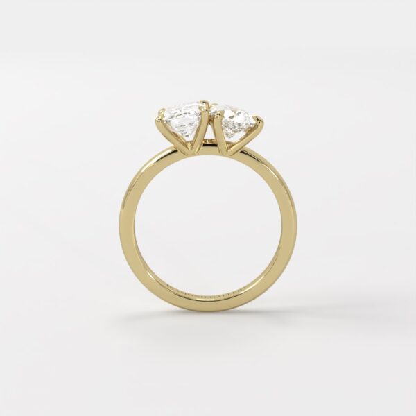 Gaelle | Toi et Moi Diamond Ring with Pear and Emerald Diamonds - Image 2