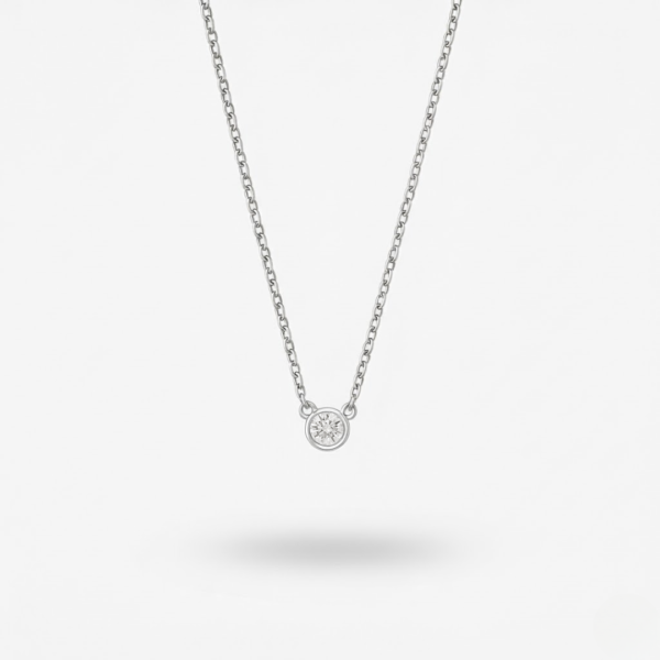 Jessica 0.50ct Round Lab Diamond Bezel Necklace in 14ct White Gold