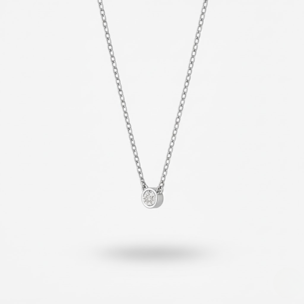 Jessica 0.50ct Round Lab Diamond Bezel Necklace in 14ct White Gold - Image 3