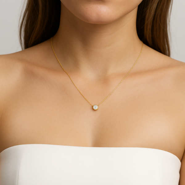 Jessica 0.50ct Lab Diamond Bezel Necklace in 14ct Yellow Gold - Image 2