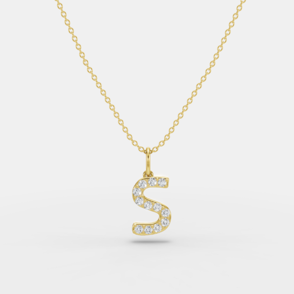 Indie 14ct Yellow Gold Lab Diamond Initial Pendant Only (No Chain) - Image 6
