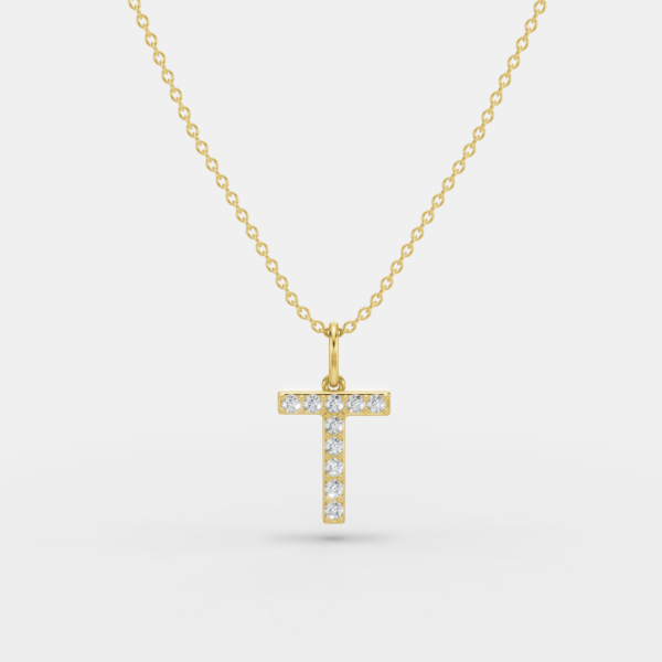 Indie 14ct Yellow Gold Lab Diamond Initial Pendant Only (No Chain) - Image 7