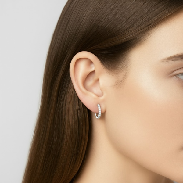 Layla 9ct White Gold 0.15ct Lab Diamond Huggie Earrings - Image 2