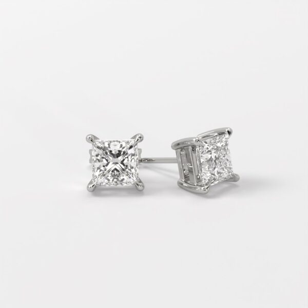 Lila 1.5 Carat Princess Cut Diamond Stud Earrings - Image 2