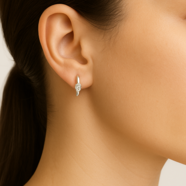 Marina 9ct White Gold Lab Diamond Oval Huggie Earrings - Image 2