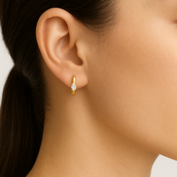 Marina 9ct Yellow Gold Lab Diamond Oval Huggie Earrings - Image 2