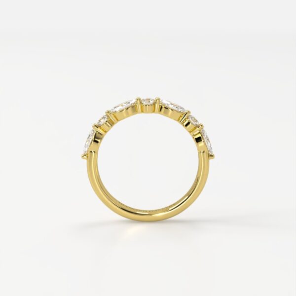 Mia | Elegant Marquise & Round Accent Wedding Band - Image 2