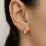 Phoebe 9ct Yellow Gold Lab Diamond Pear Huggie Earrings - Image 2