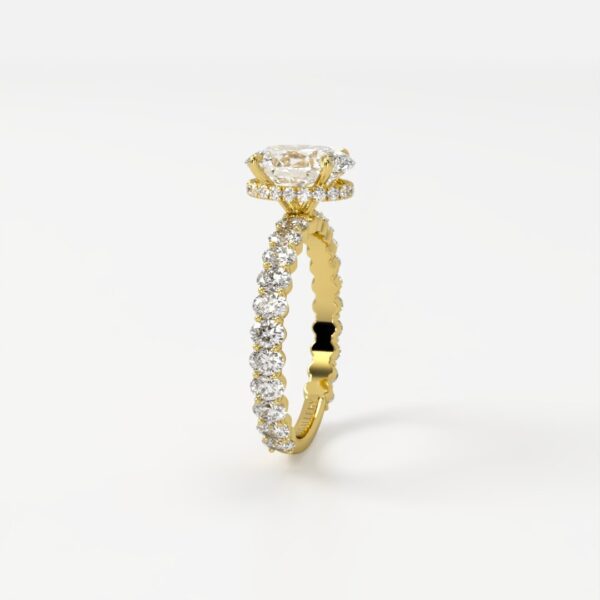 Mae Exquisite Oval Solitaire with Oval Accent Band & Hidden Halo - Image 3