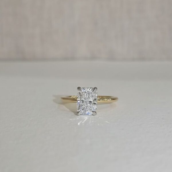 Greta | 2.01ct Elongated Cushion Cut Solitaire Design with Hidden Halo
