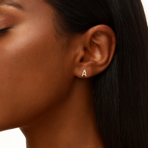 Jenna 14ct White Gold Natural Diamond Initial Earrings - Image 2