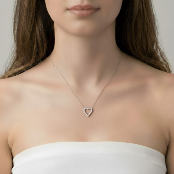 Hope Natural Diamond Heart Necklace – 14K White Gold - Image 2