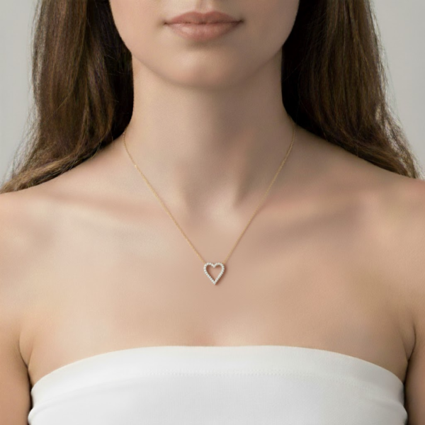 Hope Natural Diamond Heart Necklace – 14K Yellow Gold - Image 2