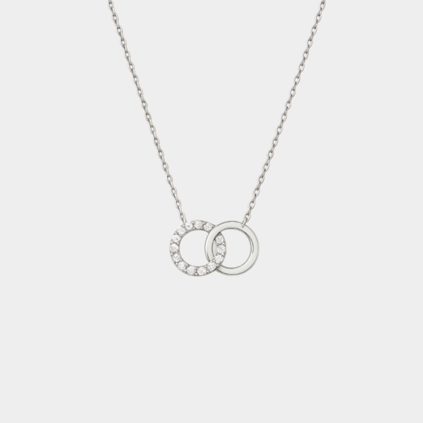 Jasmine Natural Diamond Interlocked Circles Necklace in 14K White Gold