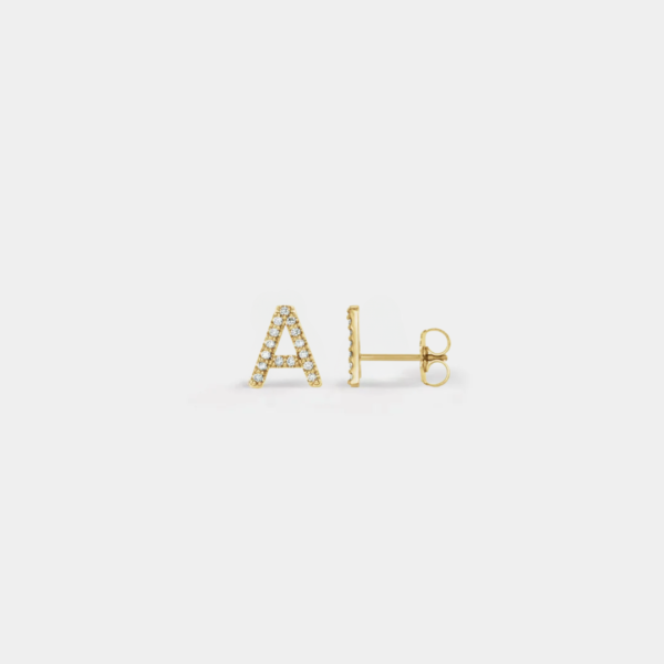 Jenna 14ct Yellow Gold Natural Diamond Initial Earrings - Image 7