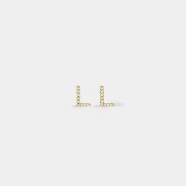 Jenna 14ct Yellow Gold Natural Diamond Initial Earrings - Image 4