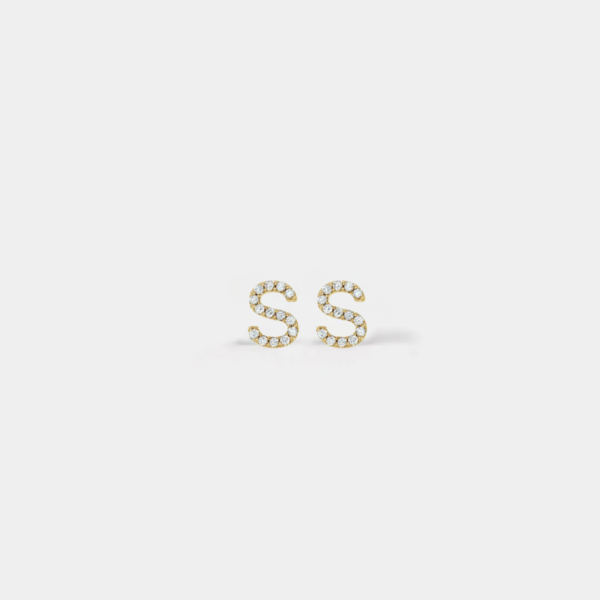 Jenna 14ct Yellow Gold Natural Diamond Initial Earrings - Image 6