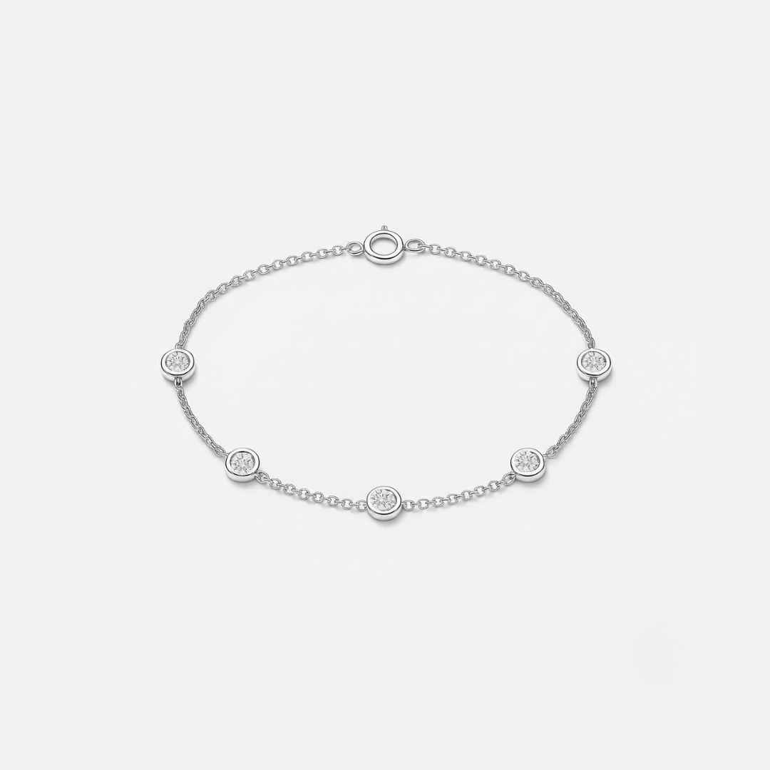 Jenny Dainty 0.25ct Natural Diamond Bezel Set Bracelet in 9ct White Gold
