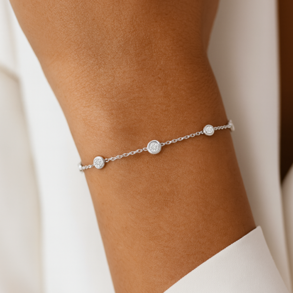 Jenny Dainty 0.25ct Natural Diamond Bezel Set Bracelet in 9ct White Gold - Image 4