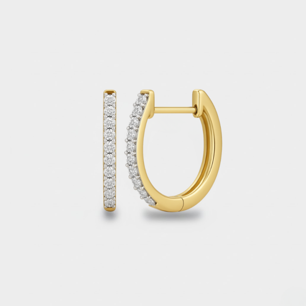 Layla 9ct Yellow Gold Natural Diamond Round Huggie Earrings - Image 2